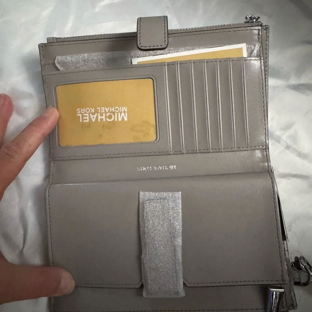 Michael Kors Gray and Cream Tote Bag with Gold Accents